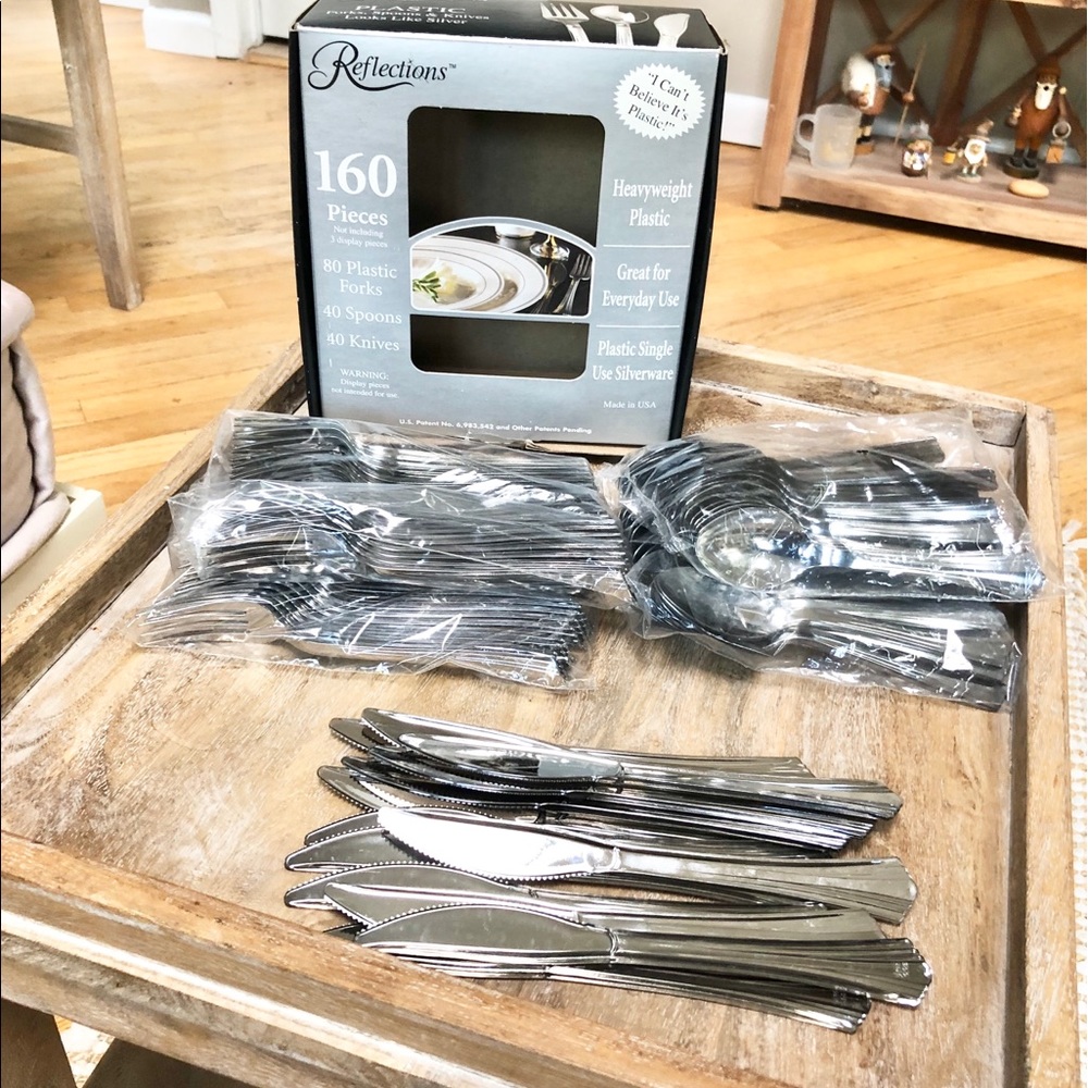 Silver-Tone Plastic Forks and Spoons Utensils